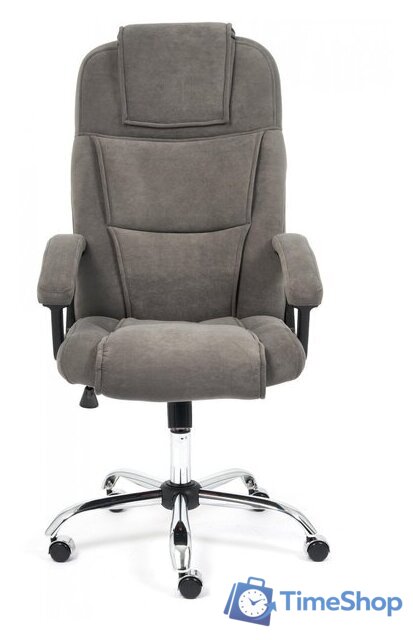 Офисное кресло TetChair Bergamo флок (хром/серый 29) - Изображение №2 — Интернет-магазин Time-Shop