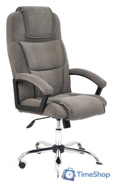 Офисное кресло TetChair Bergamo флок (хром/серый 29) - Изображение №1 — Интернет-магазин Time-Shop