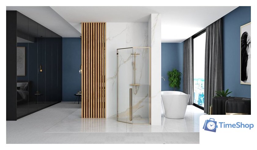 Душевой уголок Rea Diamond 90x90 (золотой/прозрачное стекло) - Изображение №4 — Интернет-магазин Time-Shop