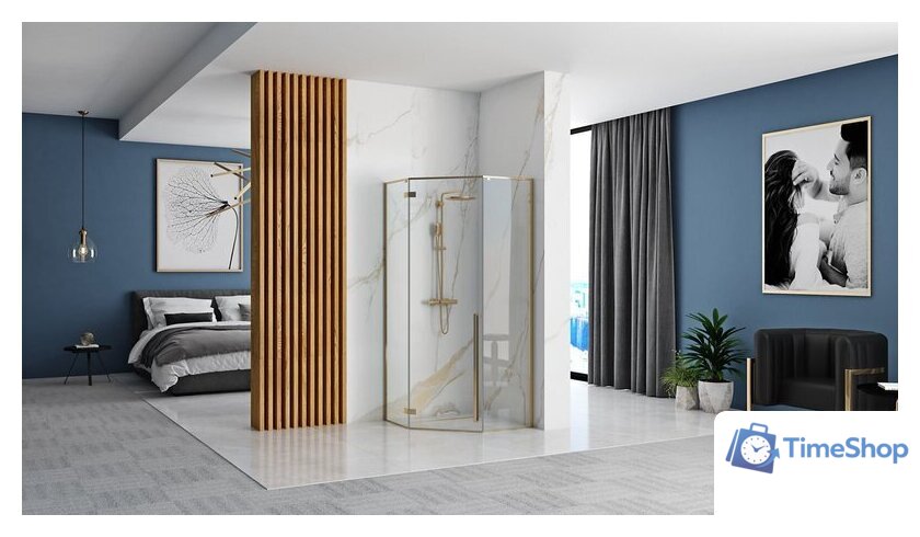 Душевой уголок Rea Diamond 90x90 (золотой/прозрачное стекло) - Изображение №5 — Интернет-магазин Time-Shop