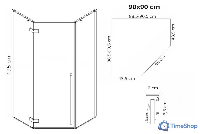 Душевой уголок Rea Diamond 90x90 (золотой/прозрачное стекло) - Изображение №6 — Интернет-магазин Time-Shop