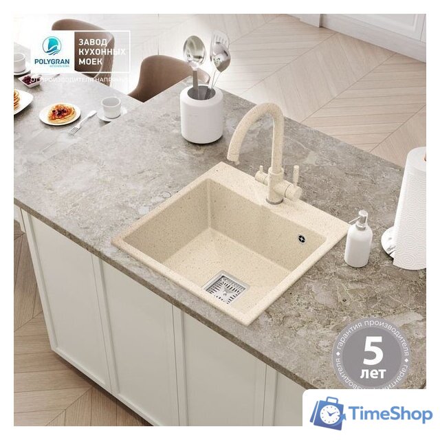 Кухонная мойка Polygran Blade 500 (кремовый) - Изображение №3 — Интернет-магазин Time-Shop