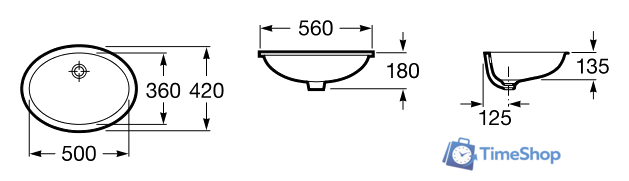 Умывальник Roca Berna 56x42 (327871001) - Изображение №2 — Интернет-магазин Time-Shop