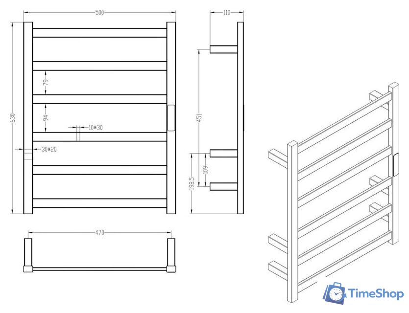 Полотенцесушитель Roxen Plaza 11040-5063GM - Изображение №9 — Интернет-магазин Time-Shop