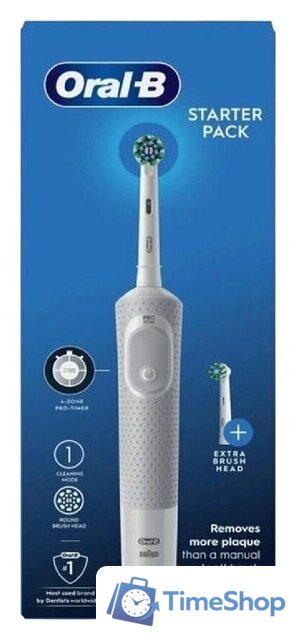 Электрическая зубная щетка Oral-B Vitality D100 Starterkit + 2 насадки (серый) - Изображение №2 — Интернет-магазин Time-Shop
