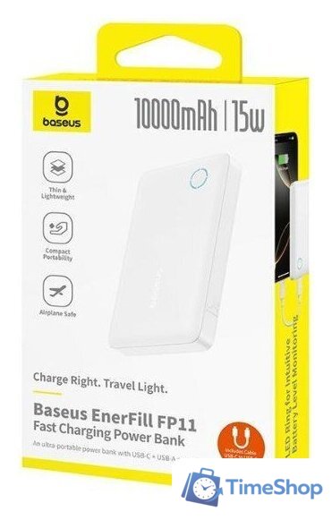 Внешний аккумулятор Baseus EnerFill FP11 10000mAh 15W (белый) - Изображение №7 — Интернет-магазин Time-Shop