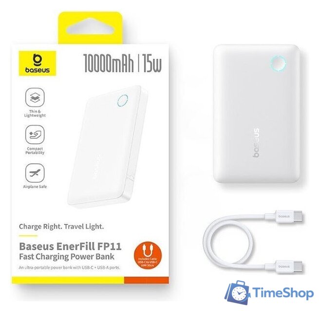 Внешний аккумулятор Baseus EnerFill FP11 10000mAh 15W (белый) - Изображение №9 — Интернет-магазин Time-Shop