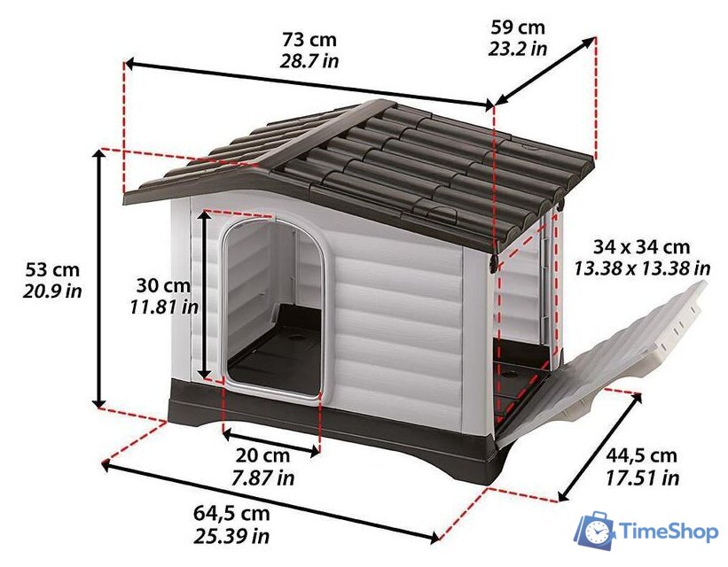 Будка Ferplast Dogvilla 70 87253099 - Изображение №9 — Интернет-магазин Time-Shop
