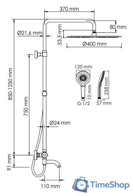 Душевая система  Wasserkraft A188.117.101.087.CH Thermo - Изображение №3 — Интернет-магазин Time-Shop
