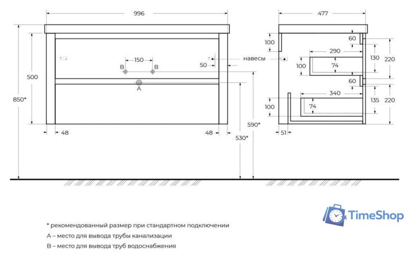  Cezares Тумба под умывальник RELAX-1000-2C-SO-SAT-P - Изображение №10 — Интернет-магазин Time-Shop