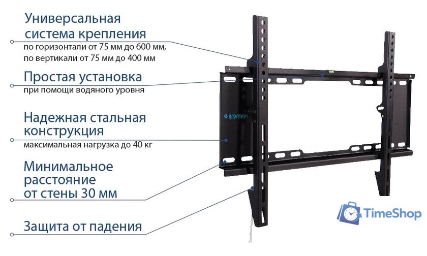 Кронштейн для телевизора Kromax IDEAL-101 (черный) - Изображение №2 — Интернет-магазин Time-Shop