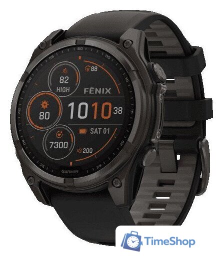 Умные часы Garmin Fenix 8 Solar, Sapphire 47мм (титановый угольно-серый DLC с черным ремешком) - Изображение №1 — Интернет-магазин Time-Shop