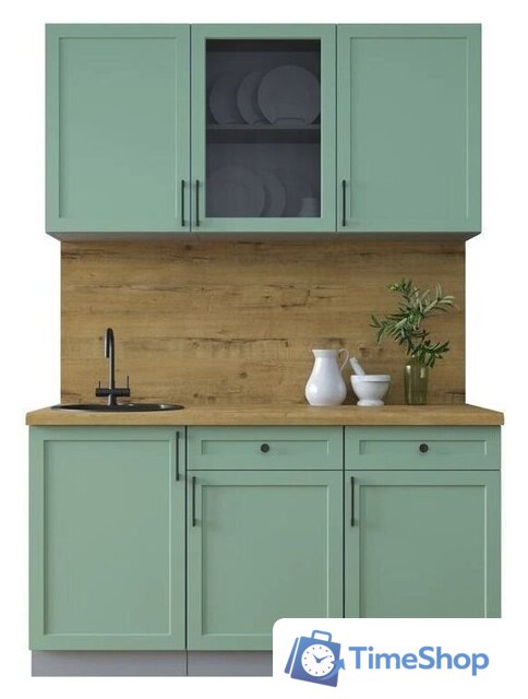 Готовая кухня Интерлиния Тренд 1.5А (мята/мята/дуб бунратти) - Изображение №1 — Интернет-магазин Time-Shop