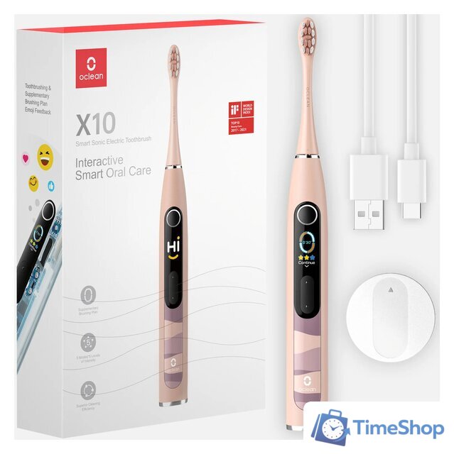 Электрическая зубная щетка Oclean X10 Smart Electric Toothbrush (розовый) - Изображение №1 — Интернет-магазин Time-Shop
