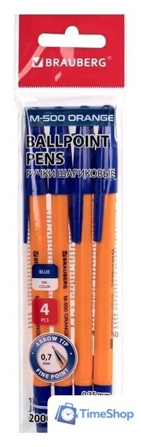Набор шариковых ручек BRAUBERG M-500 Orange 143950 (4 шт) - Изображение №10 — Интернет-магазин Time-Shop