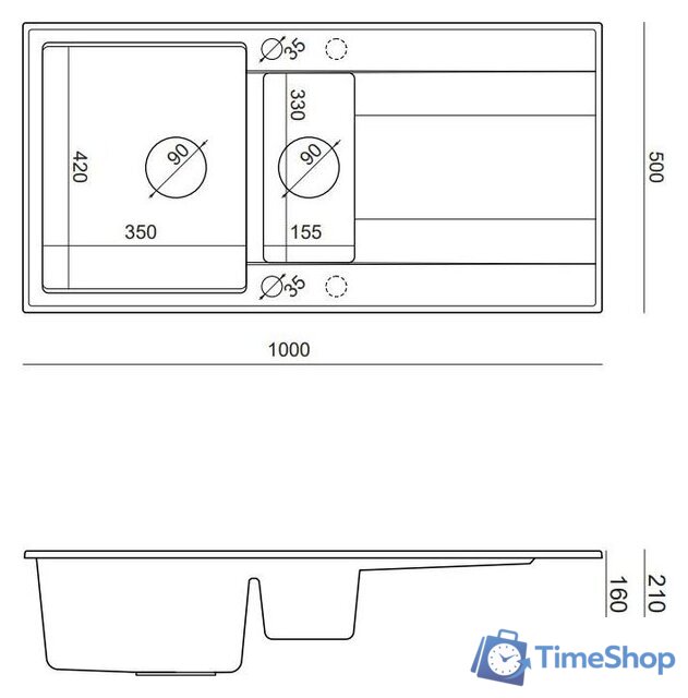 Кухонная мойка Quadron HQE5510050U8_BS_P2O - Изображение №7 — Интернет-магазин Time-Shop