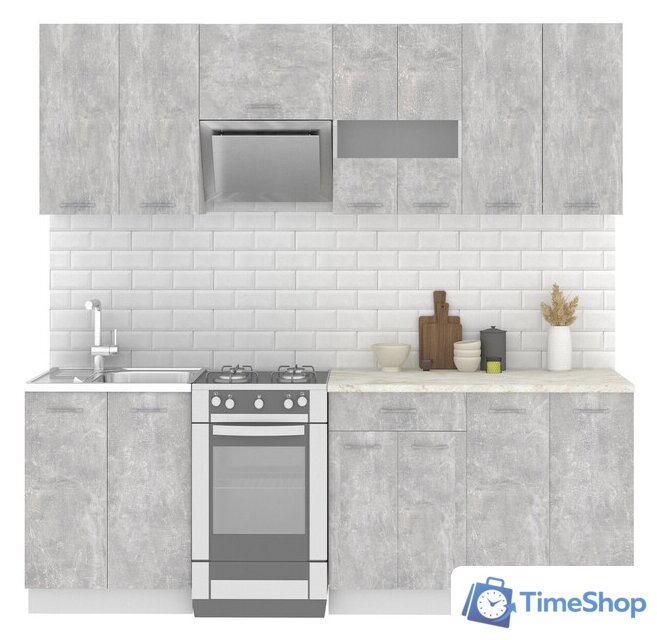 Готовая кухня Mio Tesoro Экстра-лайт 2.2 (ателье светлый/королевский опал) - Изображение №1 — Интернет-магазин Time-Shop