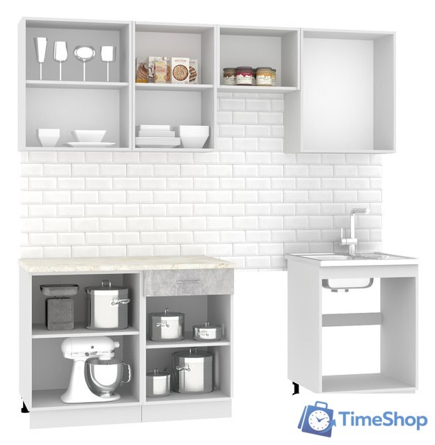 Готовая кухня Mio Tesoro Экстра-лайт 2.2 (ателье светлый/королевский опал) - Изображение №2 — Интернет-магазин Time-Shop