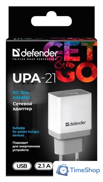Сетевое зарядное Defender UPA-21 (белый) - Изображение №4 — Интернет-магазин Time-Shop