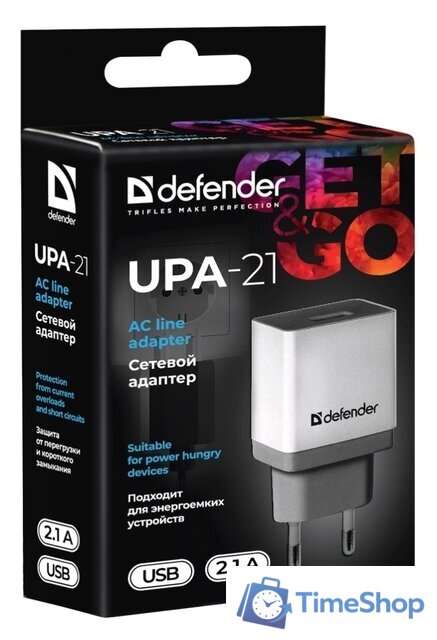 Сетевое зарядное Defender UPA-21 (белый) - Изображение №3 — Интернет-магазин Time-Shop