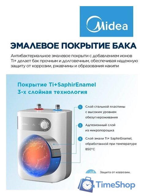 Накопительный электрический водонагреватель под мойку Midea MWH05-15SMU - Изображение №7 — Интернет-магазин Time-Shop