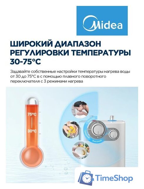 Накопительный электрический водонагреватель под мойку Midea MWH05-15SMU - Изображение №6 — Интернет-магазин Time-Shop