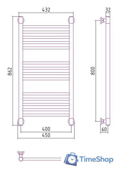 Полотенцесушитель Сунержа Богема+ прямая 800х400 03-0220-8040 - Изображение №3 — Интернет-магазин Time-Shop