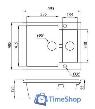 Кухонная мойка БелЭворс Duet R (черный, без сифона) - Изображение №2 — Интернет-магазин Time-Shop