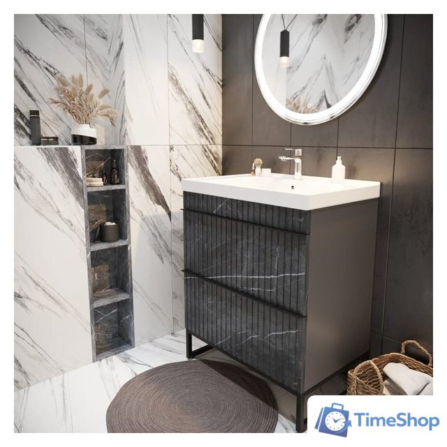  Mixline Тумба под умывальник Окленд 70 551729 (графит мрамор) - Изображение №3 — Интернет-магазин Time-Shop