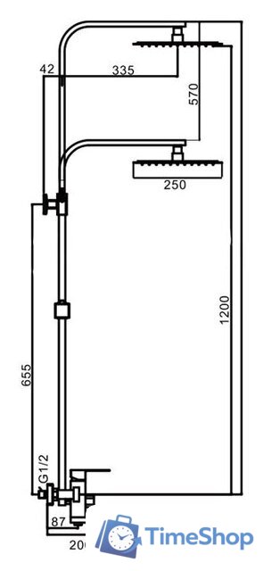 Душевая система  FRAP F24802 (хром) - Изображение №2 — Интернет-магазин Time-Shop