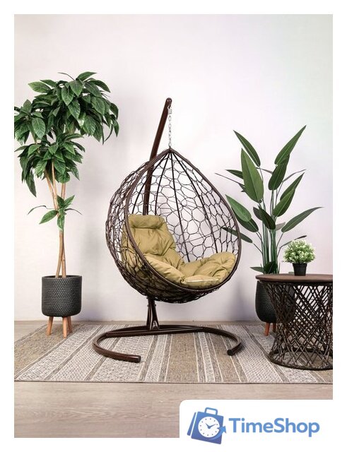 Подвесное кресло M-Group Капля 11020201 (коричневый ротанг/бежевая подушка) - Изображение №2 — Интернет-магазин Time-Shop