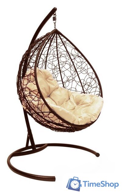 Подвесное кресло M-Group Капля 11020201 (коричневый ротанг/бежевая подушка) - Изображение №1 — Интернет-магазин Time-Shop