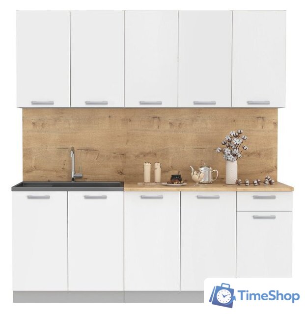 Готовая кухня Интерлиния Мила Лайт 2.0 (белый платинум/дуб бунратти) - Изображение №1 — Интернет-магазин Time-Shop