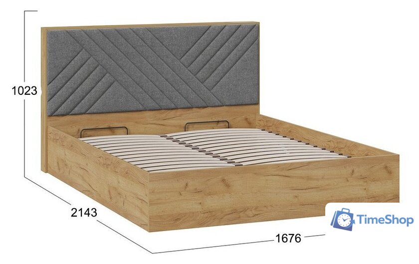 Кровать Трия Хилтон универсальная тип 1 и заглушиной 160x200 (дуб крафт золотой/велюр серый) - Изображение №4 — Интернет-магазин Time-Shop