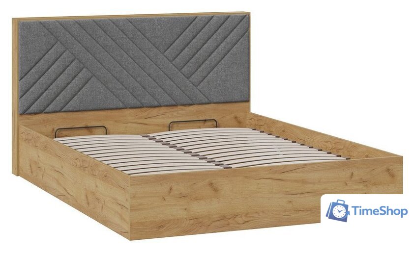 Кровать Трия Хилтон универсальная тип 1 и заглушиной 160x200 (дуб крафт золотой/велюр серый) - Изображение №2 — Интернет-магазин Time-Shop