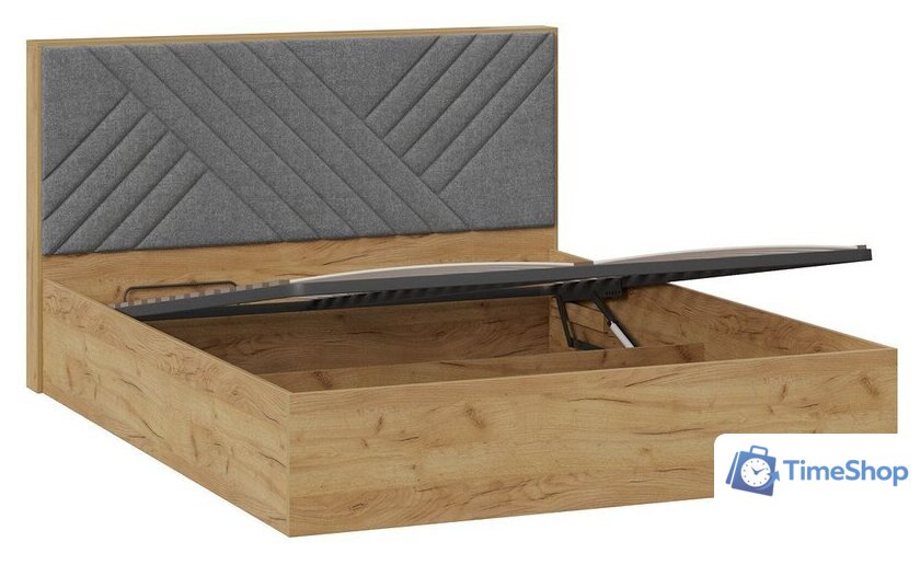 Кровать Трия Хилтон универсальная тип 1 и заглушиной 160x200 (дуб крафт золотой/велюр серый) - Изображение №3 — Интернет-магазин Time-Shop