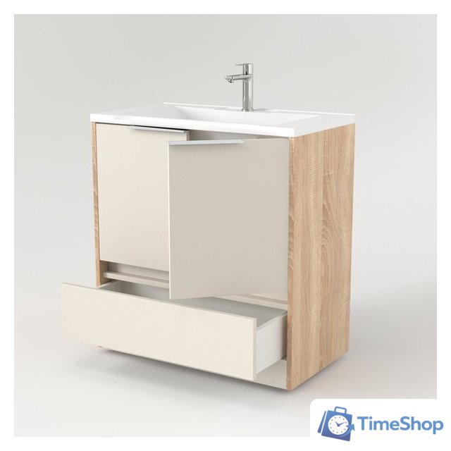  Дабер Тумба под умывальник 017 Andrea Elen 80 Т17.8А.0.18Б (бежевый/дуб бардолино/ручка белая) - Изображение №3 — Интернет-магазин Time-Shop