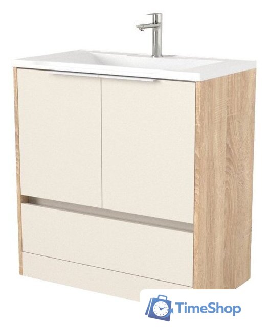  Дабер Тумба под умывальник 017 Andrea Elen 80 Т17.8А.0.18Б (бежевый/дуб бардолино/ручка белая) - Изображение №1 — Интернет-магазин Time-Shop