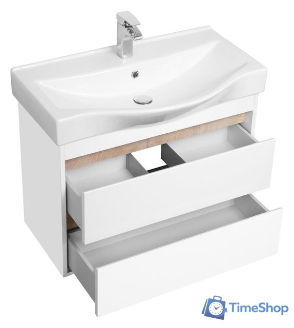  Акватон Тумба под умывальник Нортон 80 1A248901NT010 (белый/дуб эндгр.) - Изображение №2 — Интернет-магазин Time-Shop