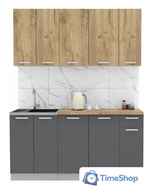 Готовая кухня Интерлиния Мила Лайт 1.7-60 (дуб золотой-антрацит-дуб бунратти) - Изображение №1 — Интернет-магазин Time-Shop