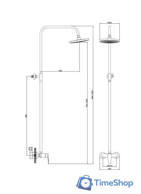 Верхний душ Diadonna D80-334109 - Изображение №2 — Интернет-магазин Time-Shop