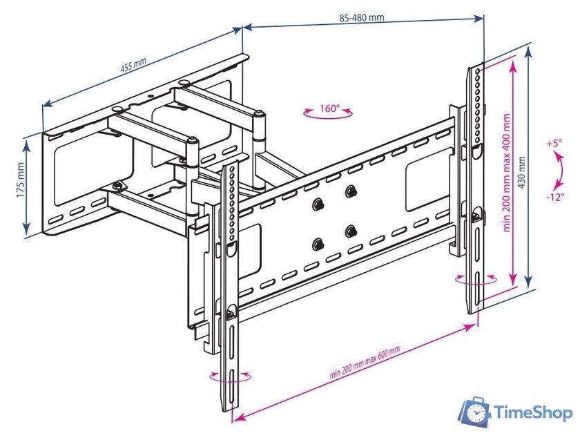Кронштейн для телевизора Kromax ATLANTIS-80 (черный) - Изображение №2 — Интернет-магазин Time-Shop