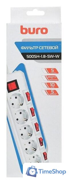 Сетевой фильтр Buro 500SH-1.8-SW-W - Изображение №4 — Интернет-магазин Time-Shop