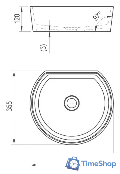 Умывальник Ravak Moon 1C XJN01300001 - Изображение №10 — Интернет-магазин Time-Shop