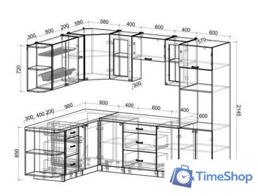 Готовая кухня Интерлиния Мила Деко 1.88x2.6 правая (белый-белый-кастилло темный) - Изображение №2 — Интернет-магазин Time-Shop