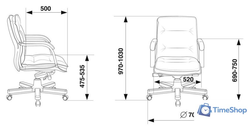 Офисное кресло Бюрократ T-9927WALNUT-LOW (черный) - Изображение №5 — Интернет-магазин Time-Shop
