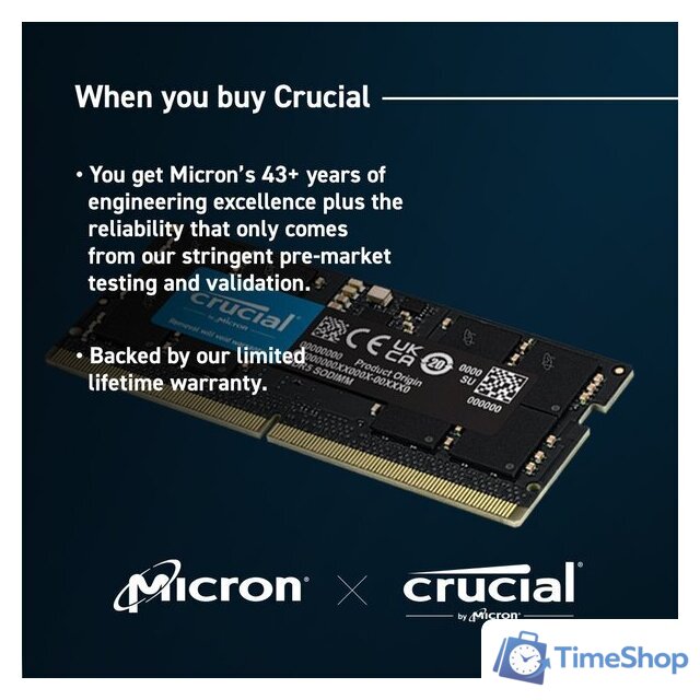 Оперативная память Crucial 32ГБ DDR5 SODIMM 5600 МГц CT32G56C46S5 - Изображение №3 — Интернет-магазин Time-Shop