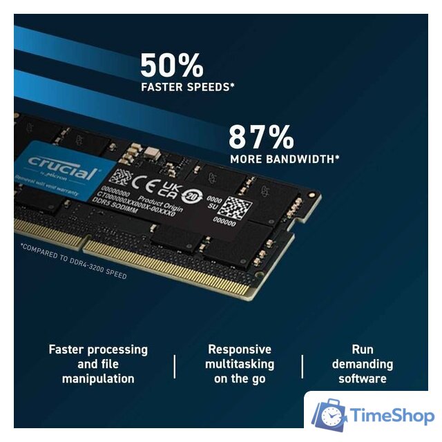Оперативная память Crucial 32ГБ DDR5 SODIMM 5600 МГц CT32G56C46S5 - Изображение №4 — Интернет-магазин Time-Shop