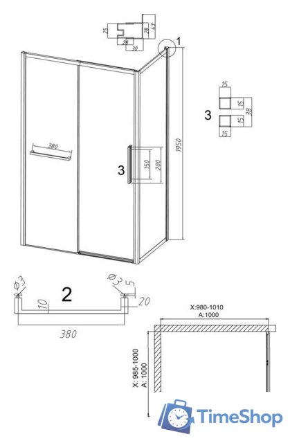 Душевой уголок Grossman Style 100x100x195 120.K33.05.1010.21.10 (черный матовый/стекло тонированное) - Изображение №11 — Интернет-магазин Time-Shop