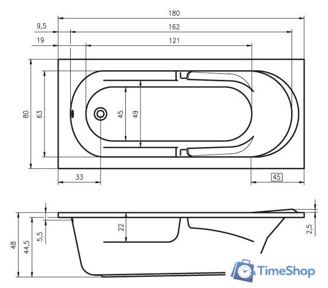 Ванна Riho Future 180x80 (без ножек) - Изображение №2 — Интернет-магазин Time-Shop